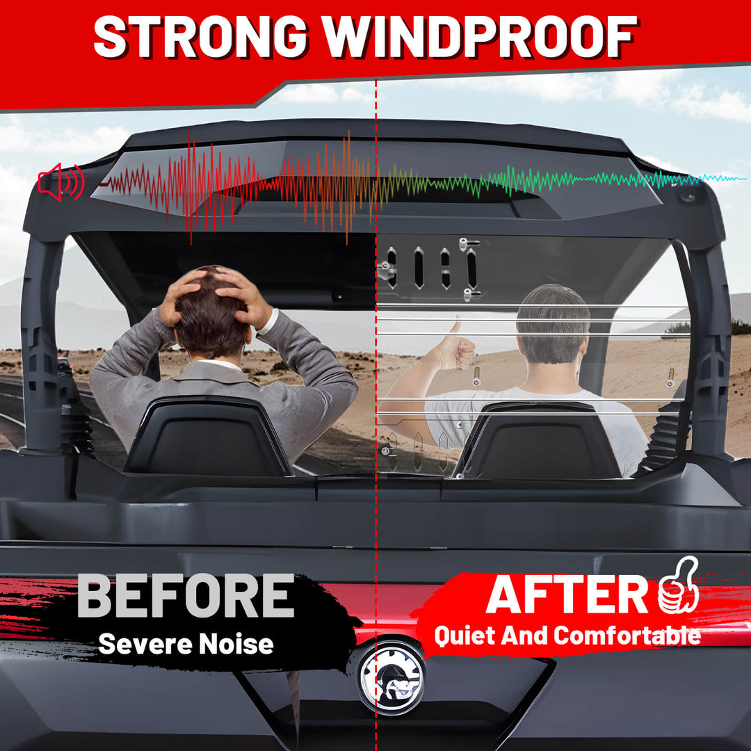 before and after install commander 1000r vented windshield
