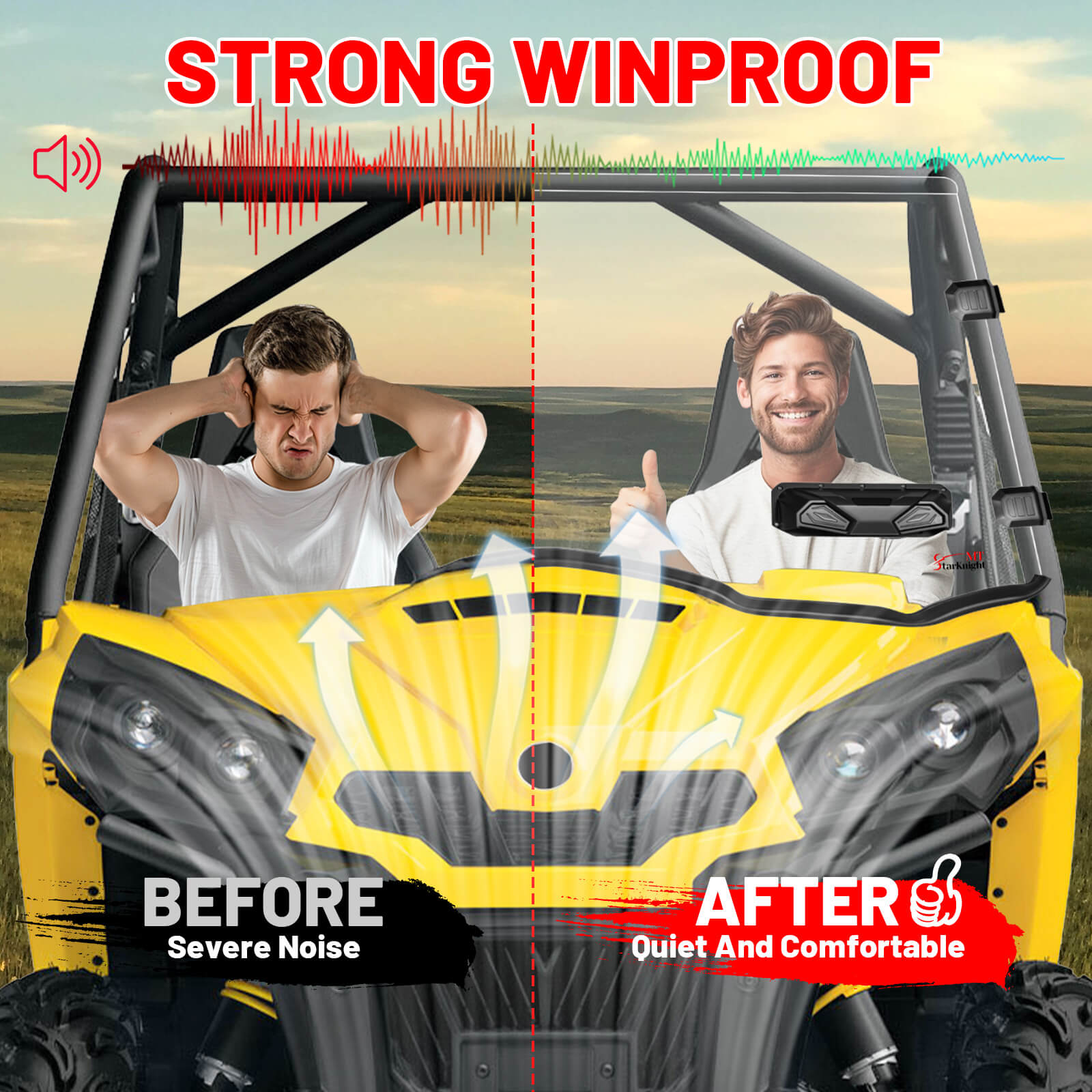 before and after install the commander 800/1000 vented windshield