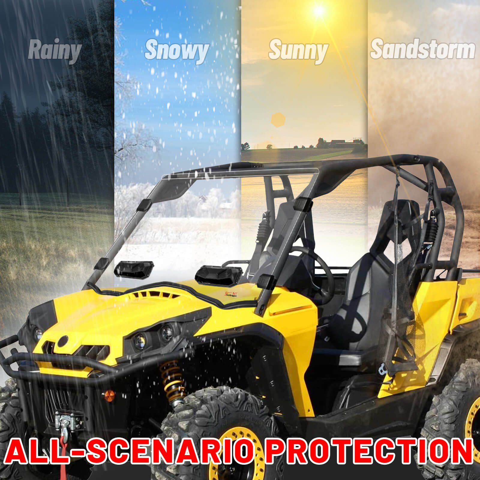 can-am commander vented windshield all-scenario protection