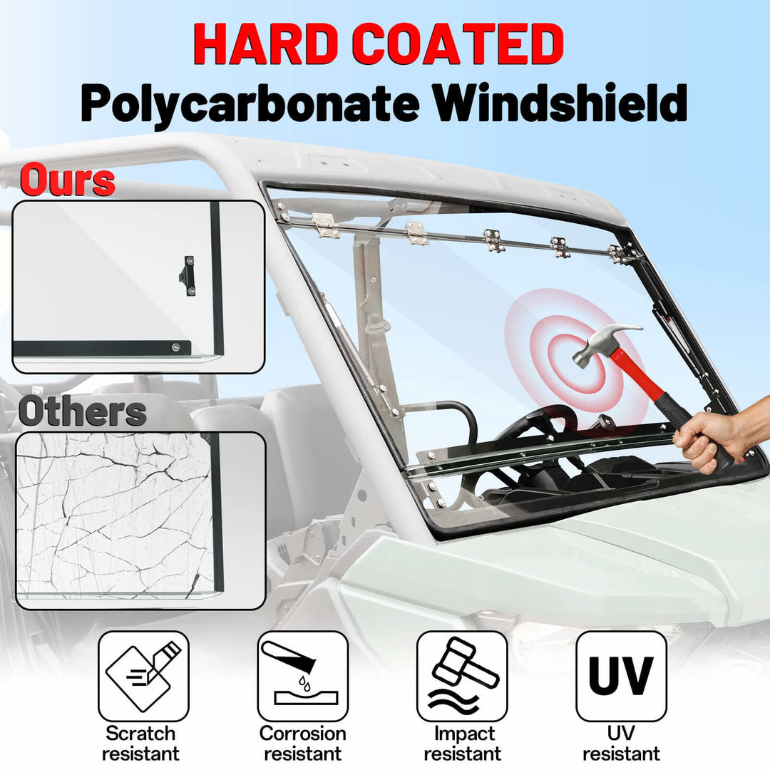 Can-Am defender flip windshield features