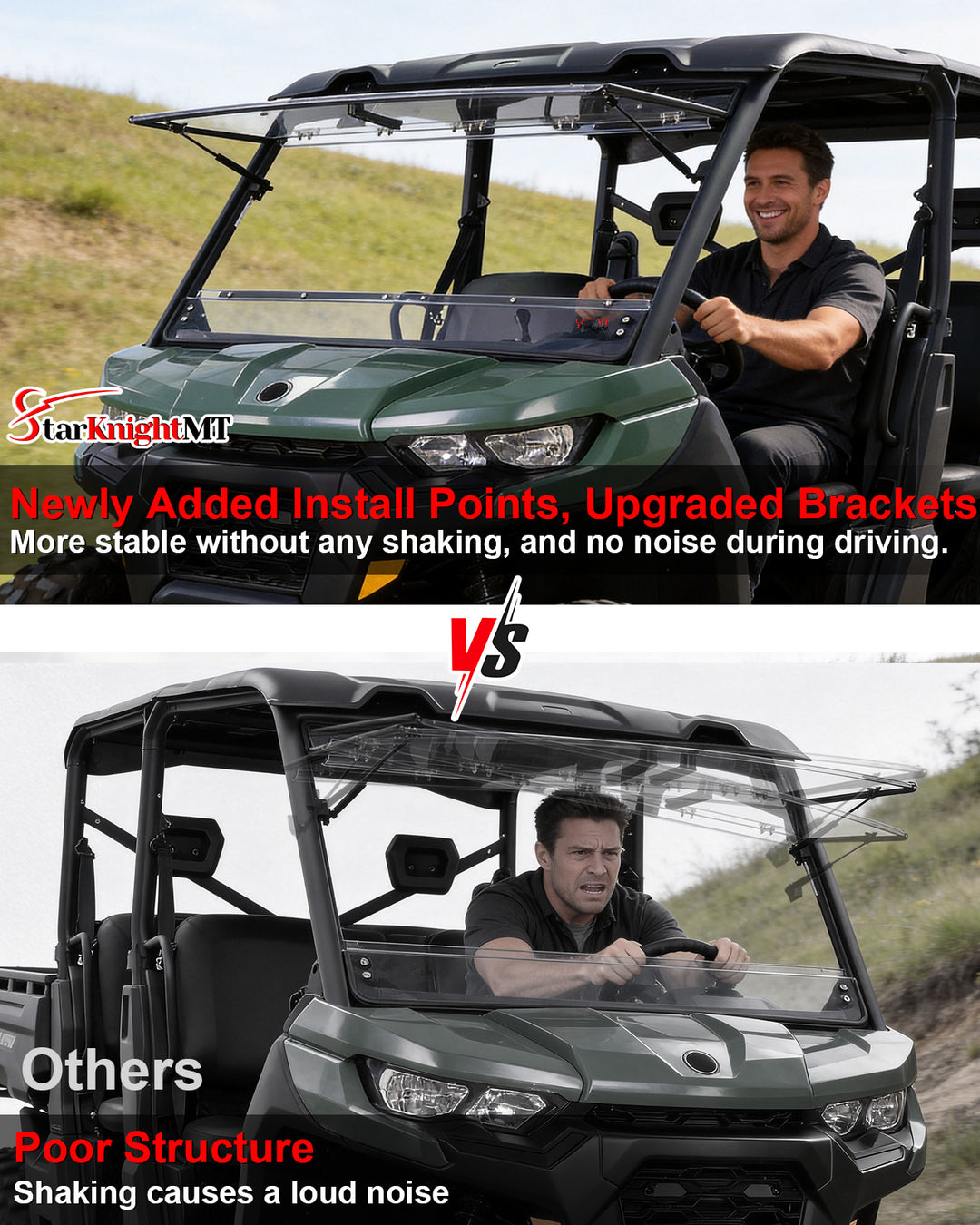 Can-Am Defender Flip Windshield comparison