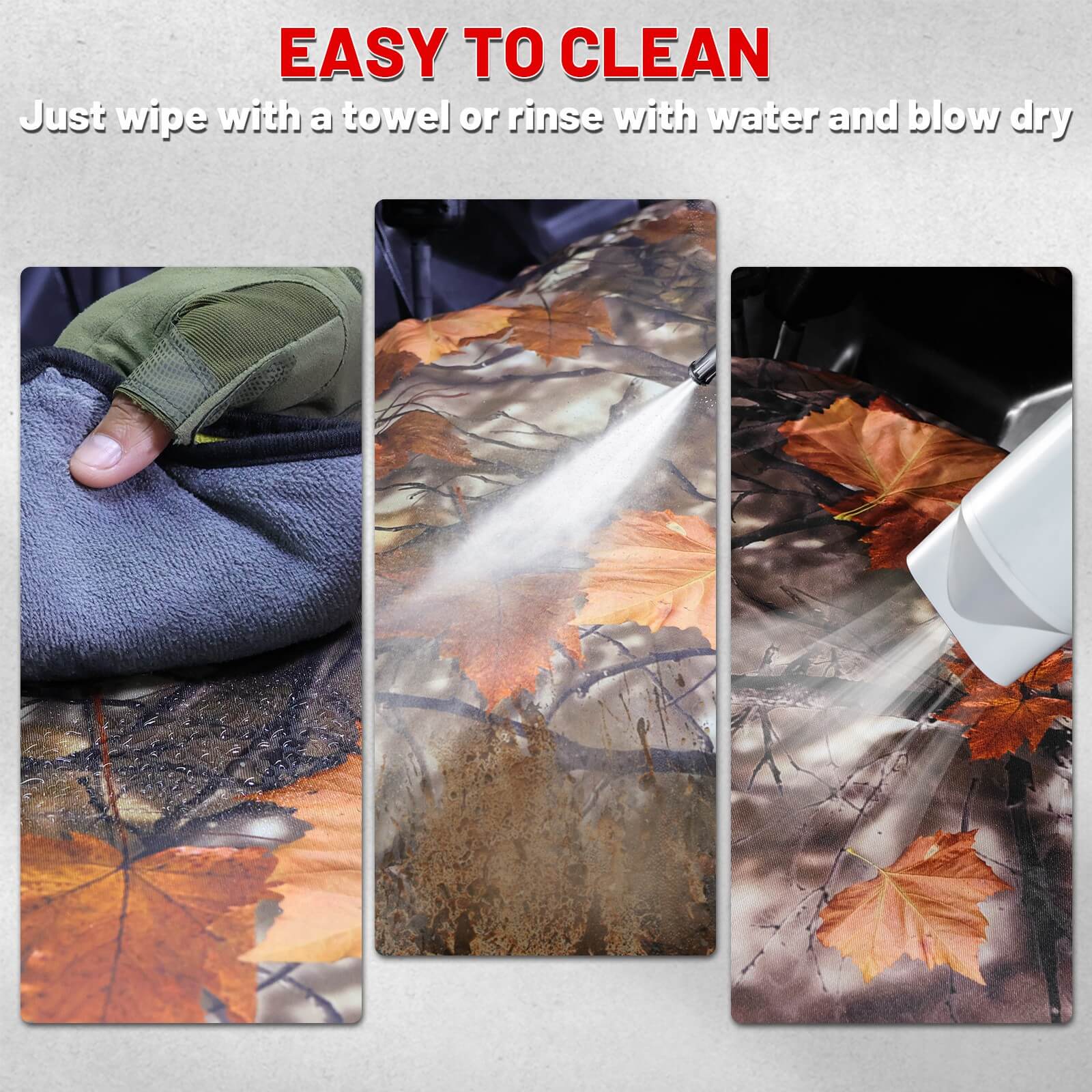 easy to clean the can-am defender HD maple camo seat covers