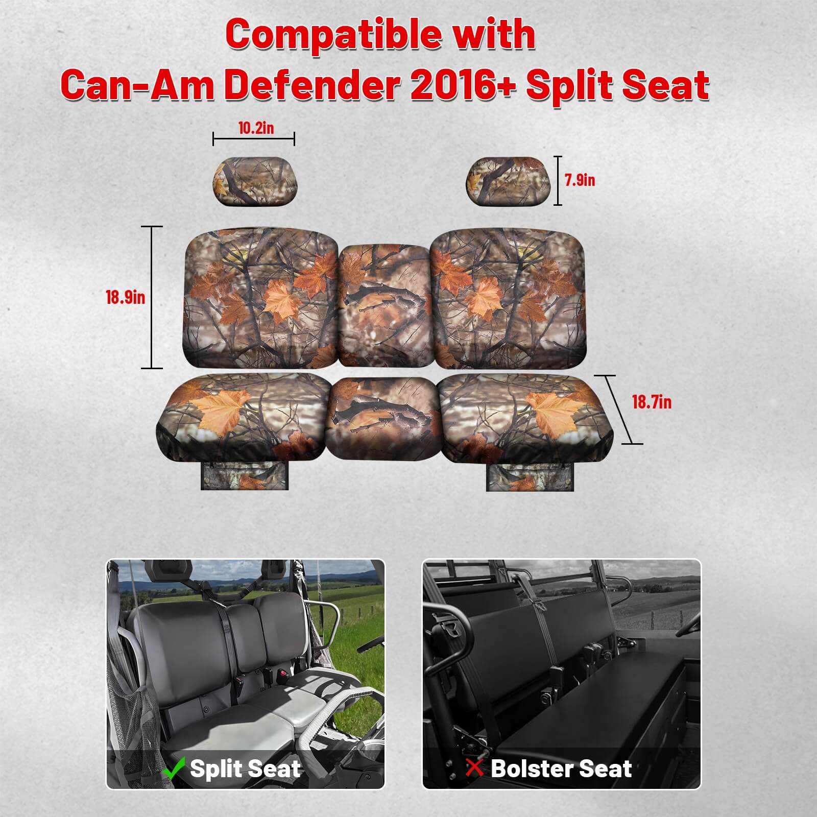 maple camouflage seat covers fit defender 2016+ split seat 