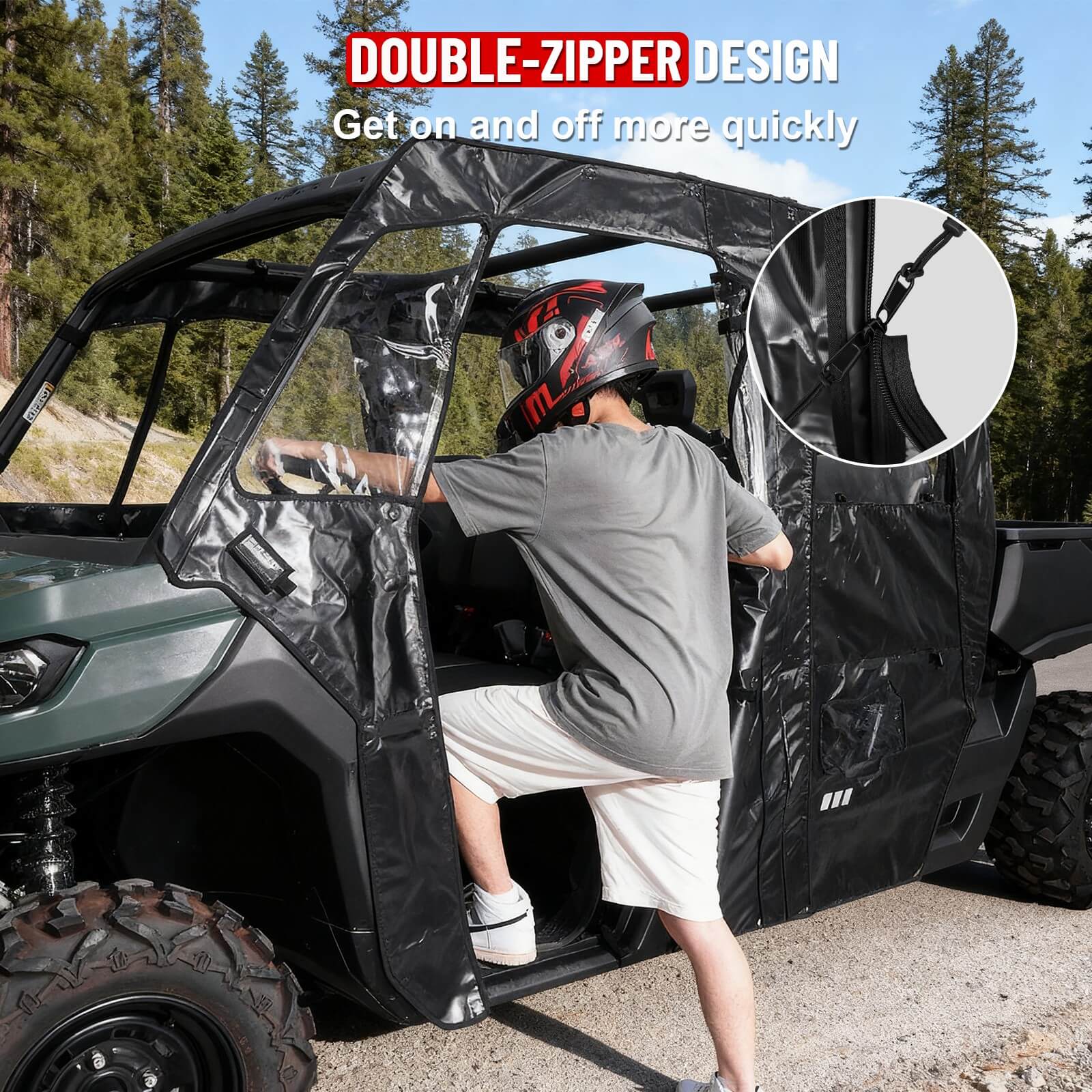 defender max soft upper door double zipper design and get on and off quickly 