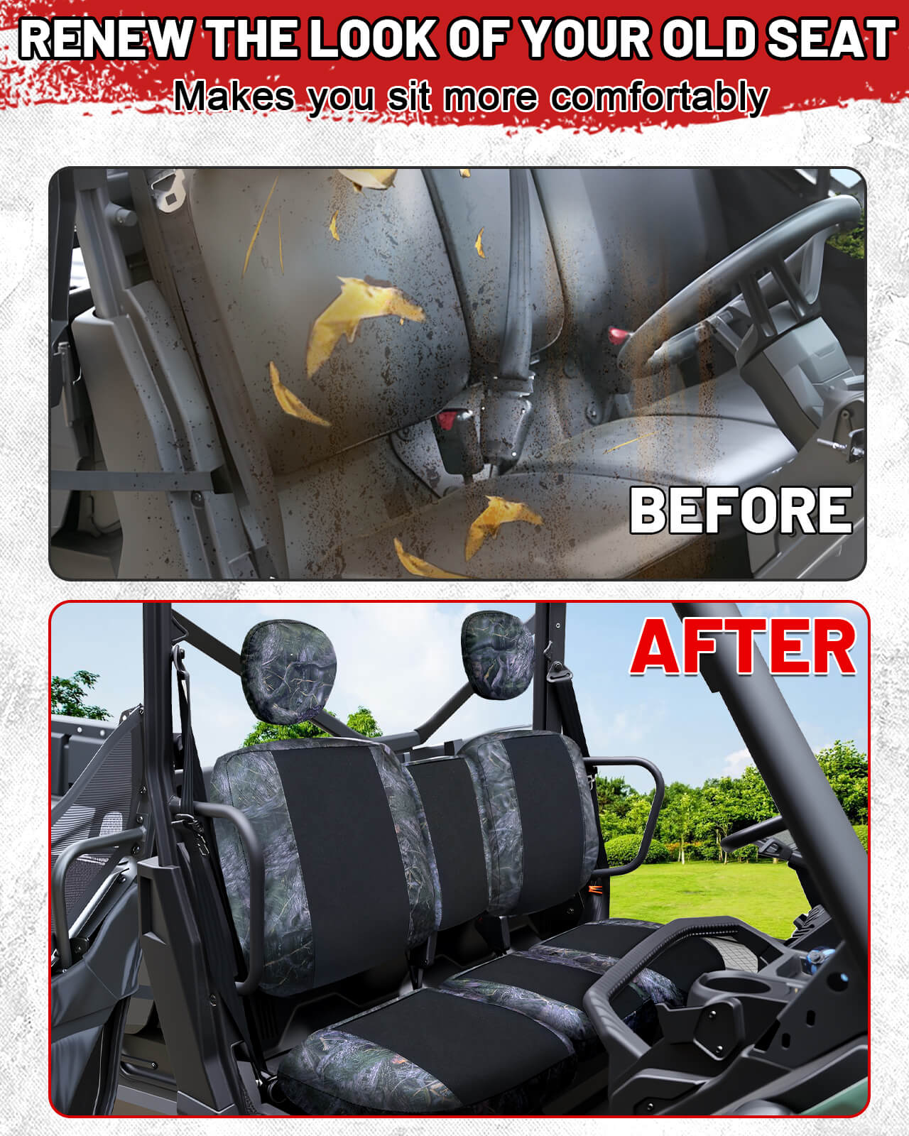 before and after look to install the defender upgraded seat covers
