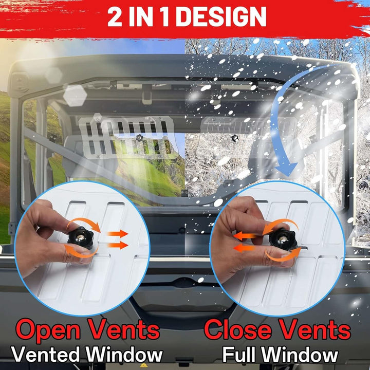 2 in 1 design of Can-Am defender rear windshield
