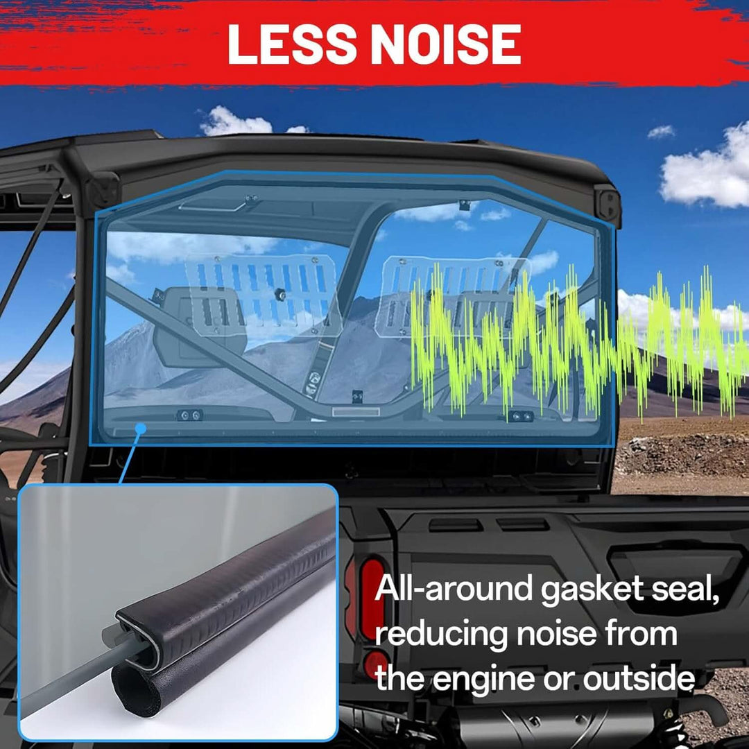 install defender rear windshield less noise