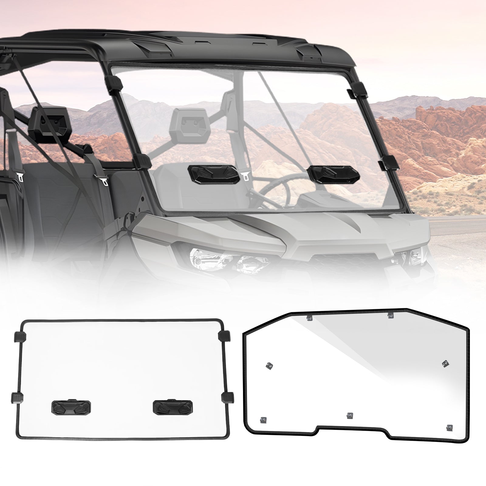 Starknightmt Defender vented and rear windshields