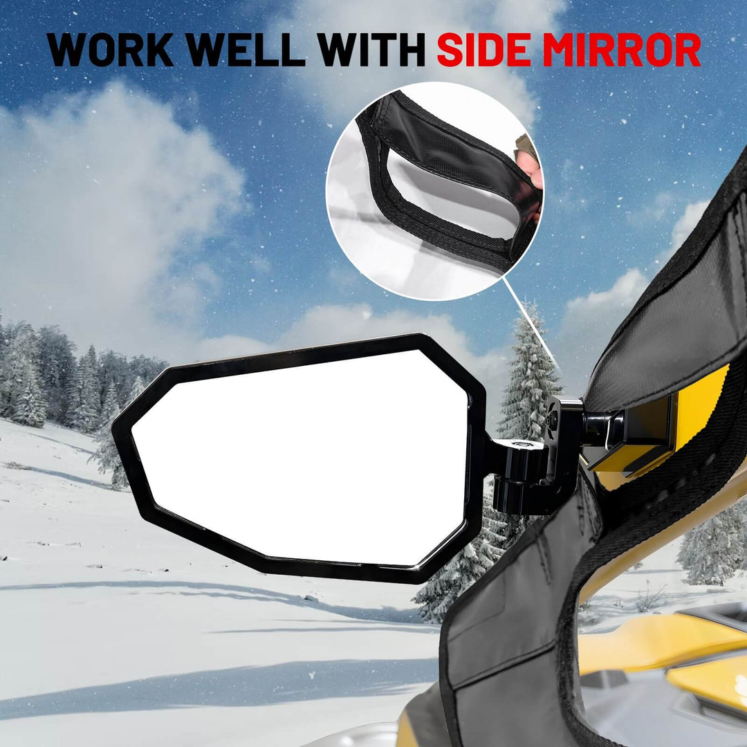 Maverick R soft cab enclosure work with side mirror