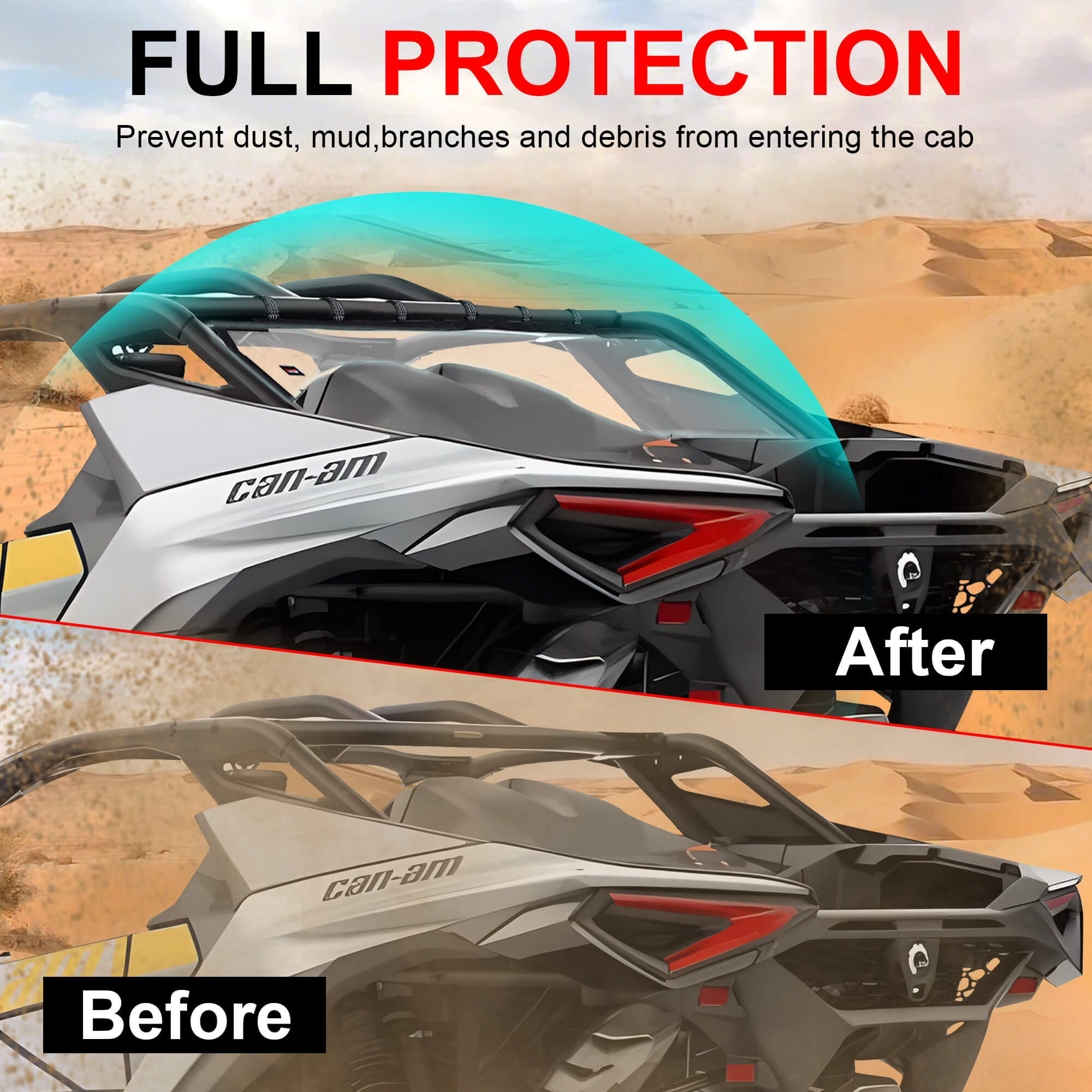before and after install the maverick r sot windshield