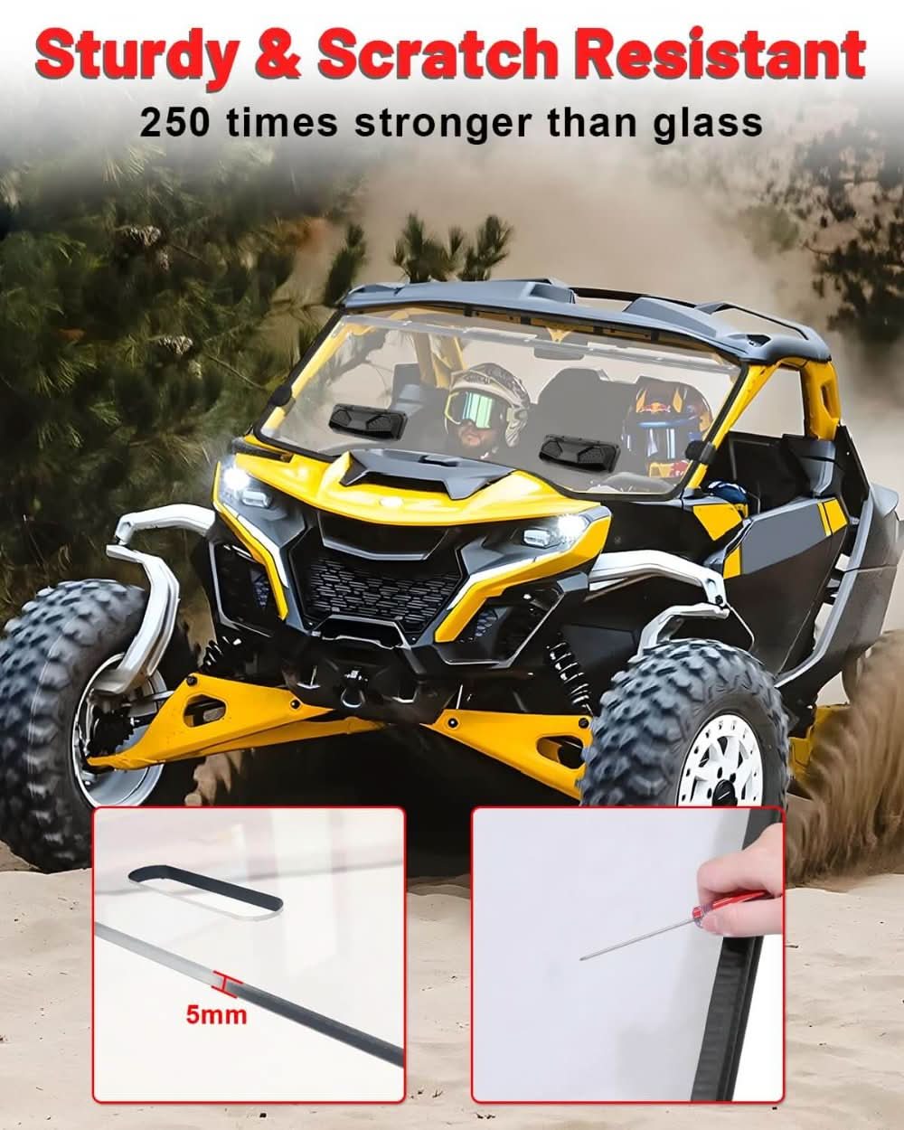  maverick r front windshield sturdy &amp; scratch resistant material 