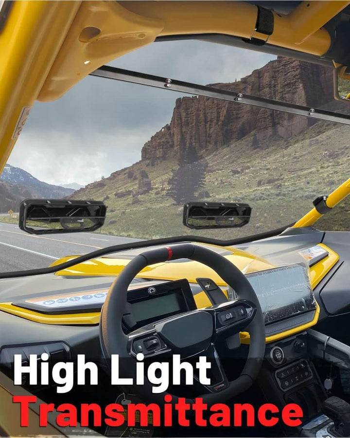 Can-Am maverick r full windshield has high light transmittance