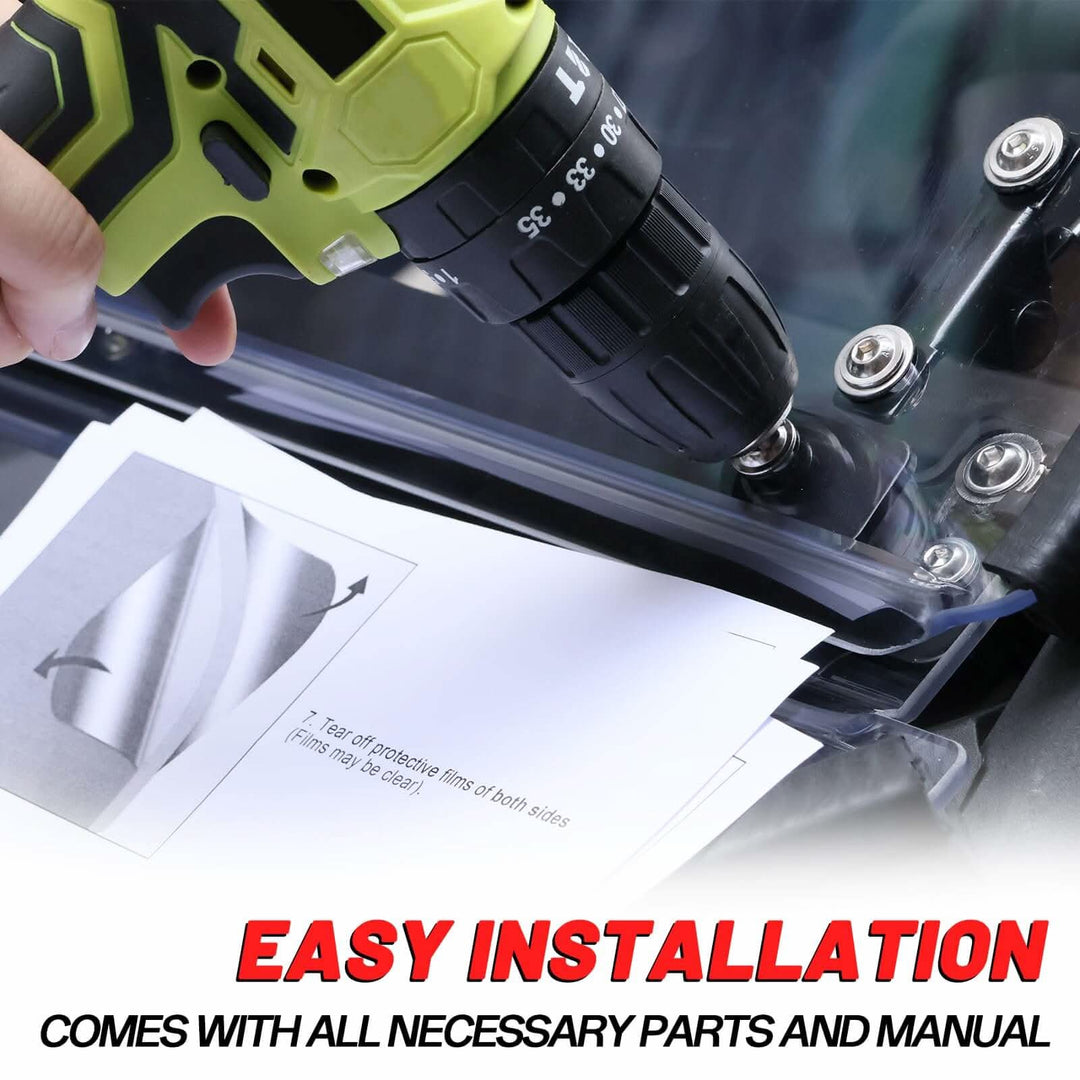 easy to install the Can-Am maverick x3 flip windshield 
