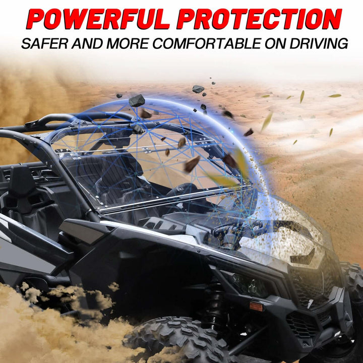 Can-Am x3 flip windshield provide powerful protection