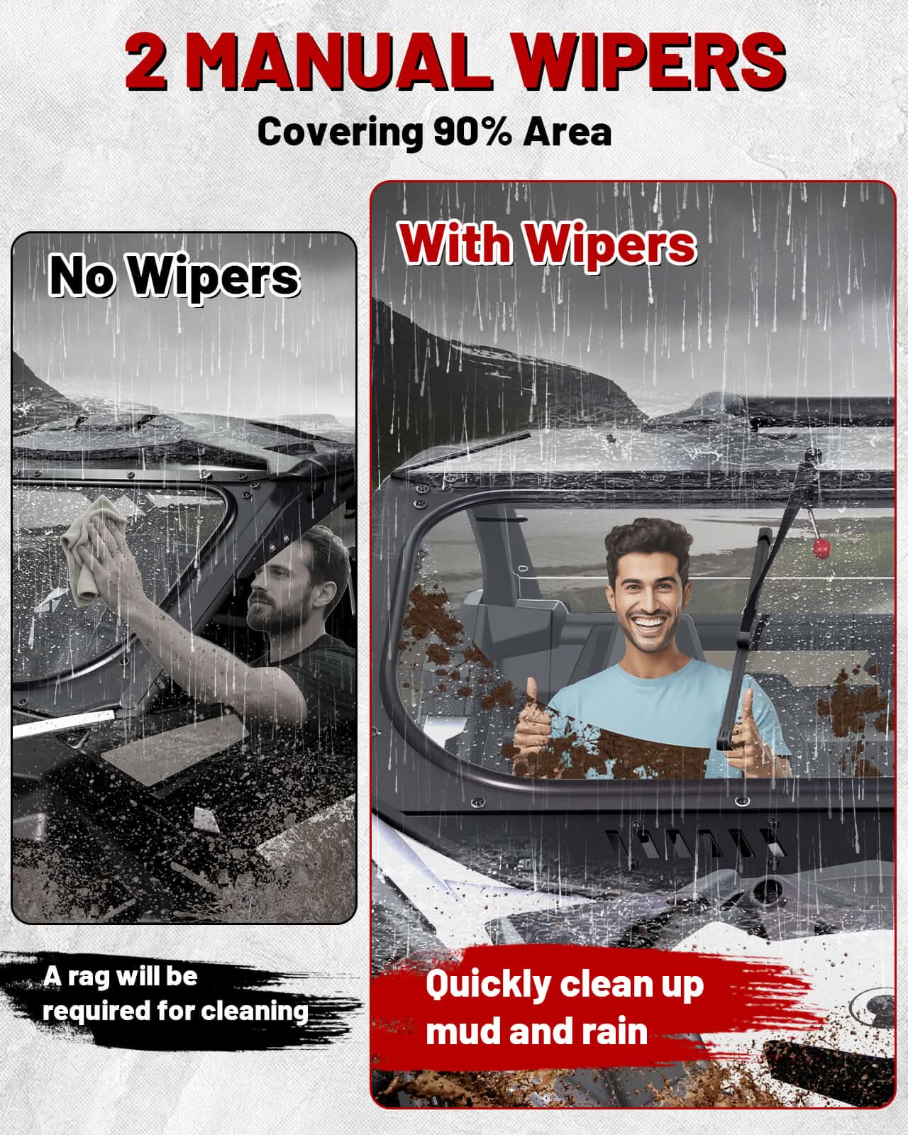 2 manual wipers of Can-Am x3 glass windshield