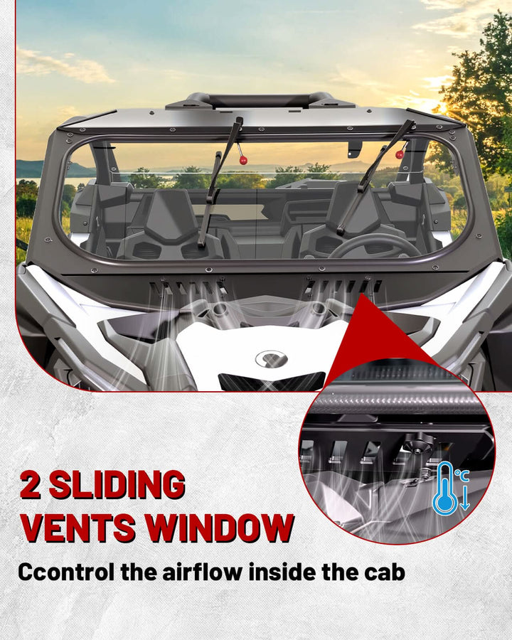 Can-Am x3 glass windshield with 2 sliding vents