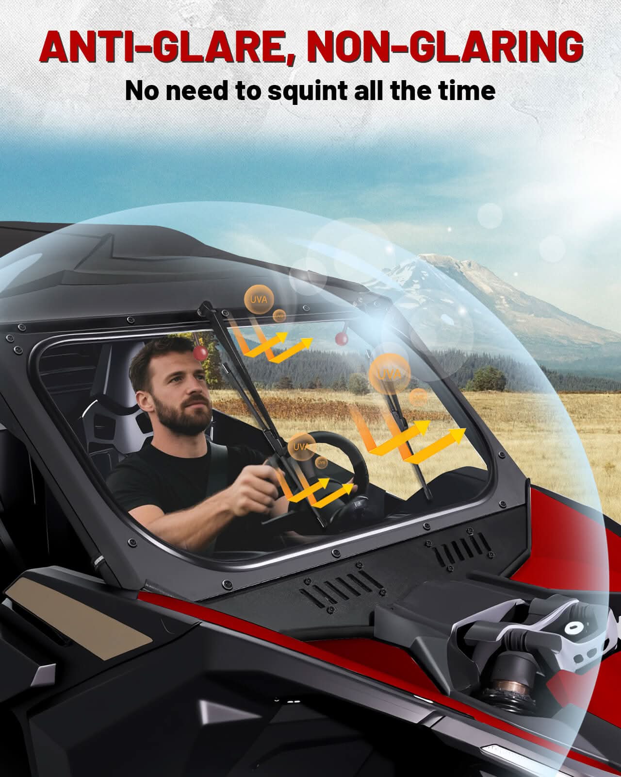 anti-glare and non-glaring feature of Can-Am x3 glass windshield