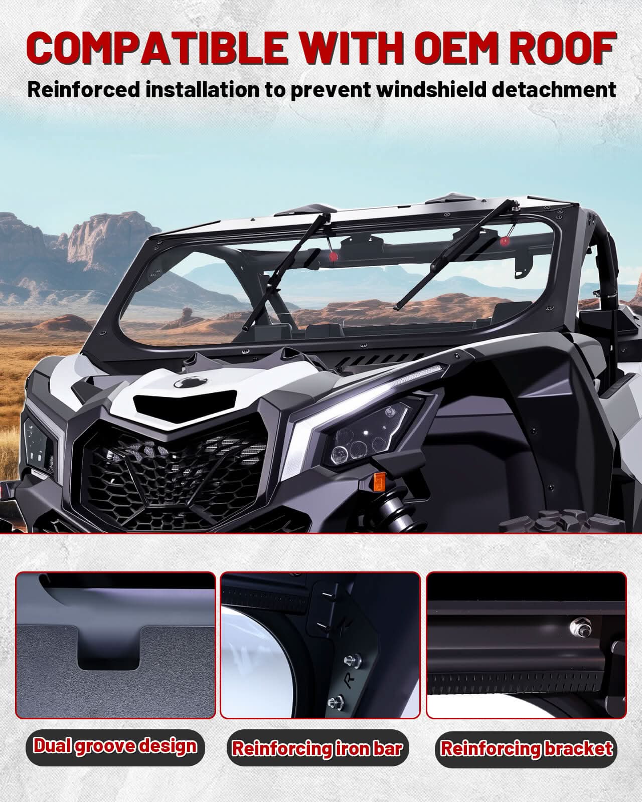Can-Am maverick x3 glass windshield details
