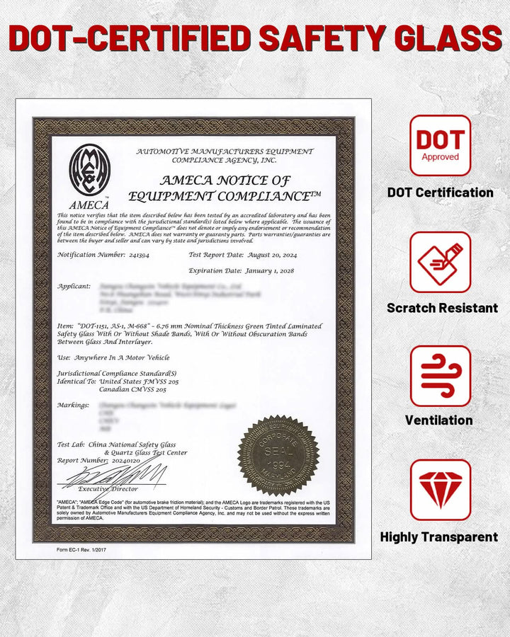 DOT certified safety glass of maverick x3 glass windshield