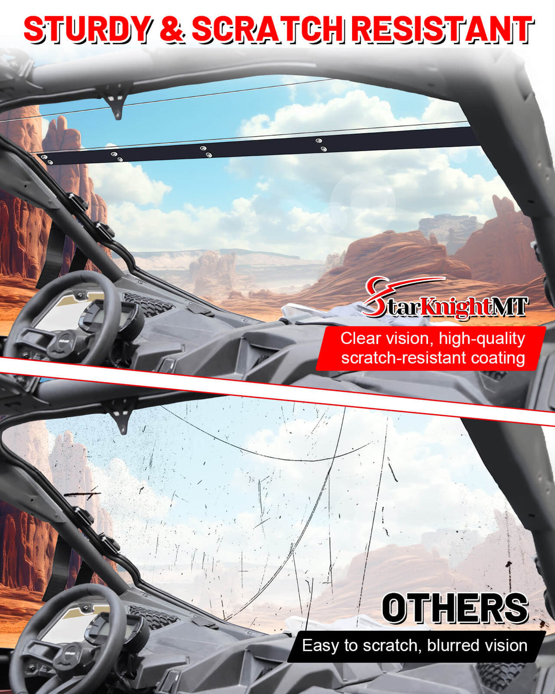 Can-Am maverick x3 windshield clear and scratch resistant features