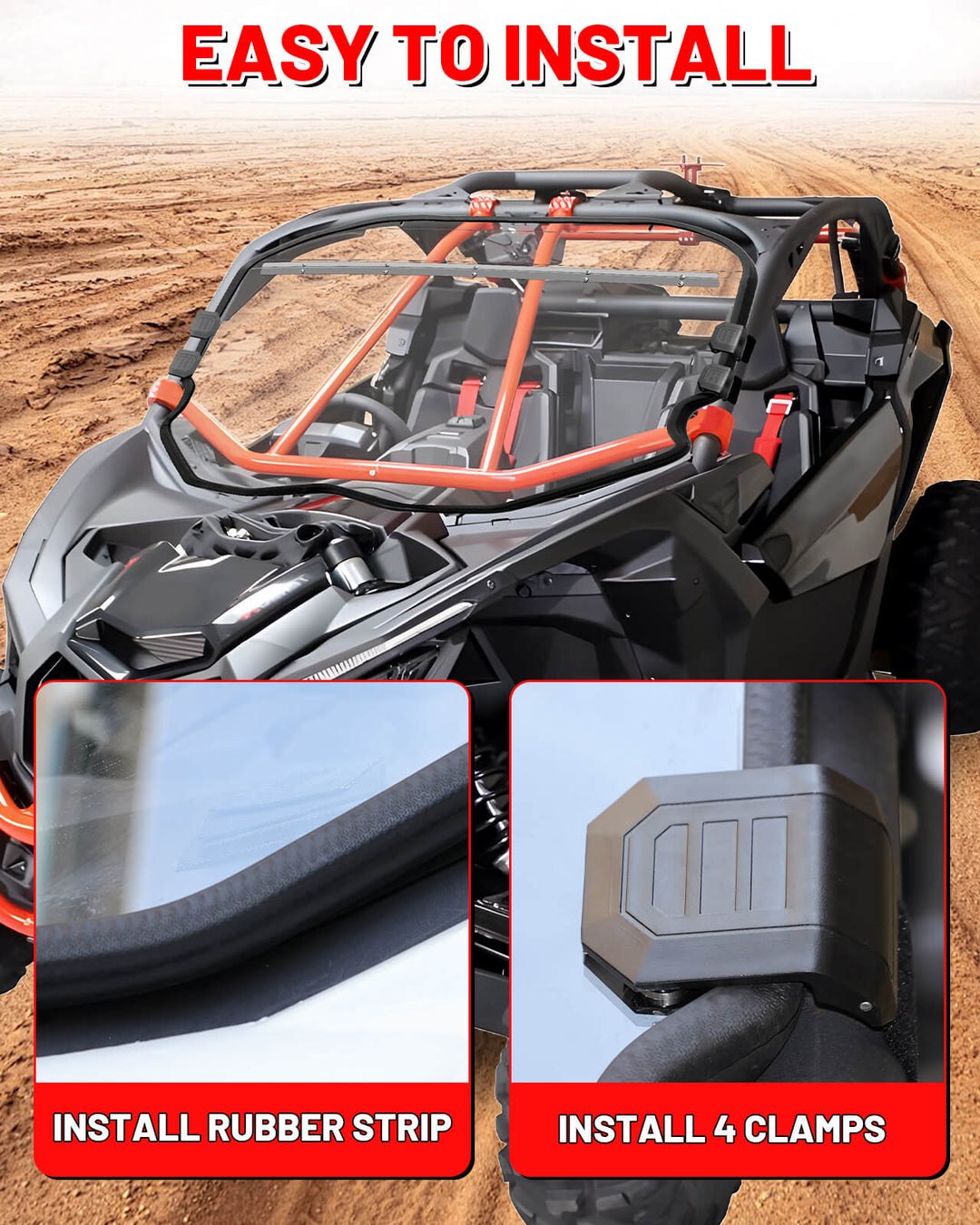 easy to install the maverick x3 front windshield use with instruction bar