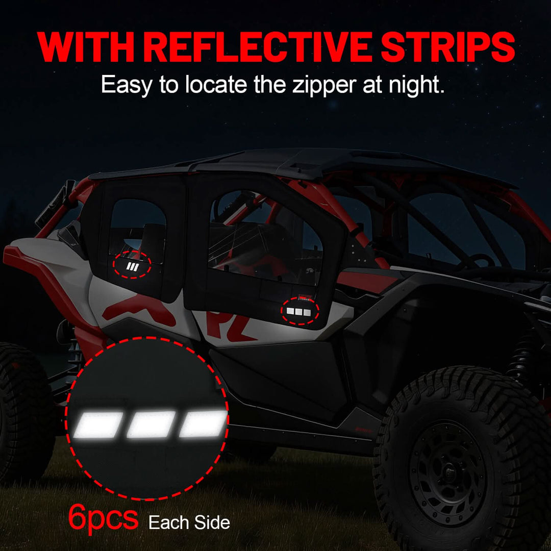maverick x3 max upper door with steel frame with reflective strips