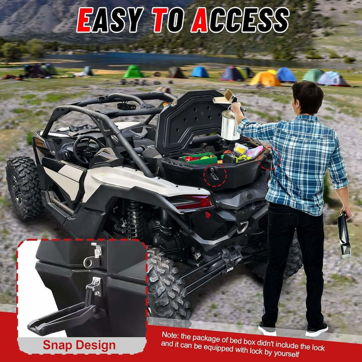 easy to access the Can-Am x3 rear cargo box