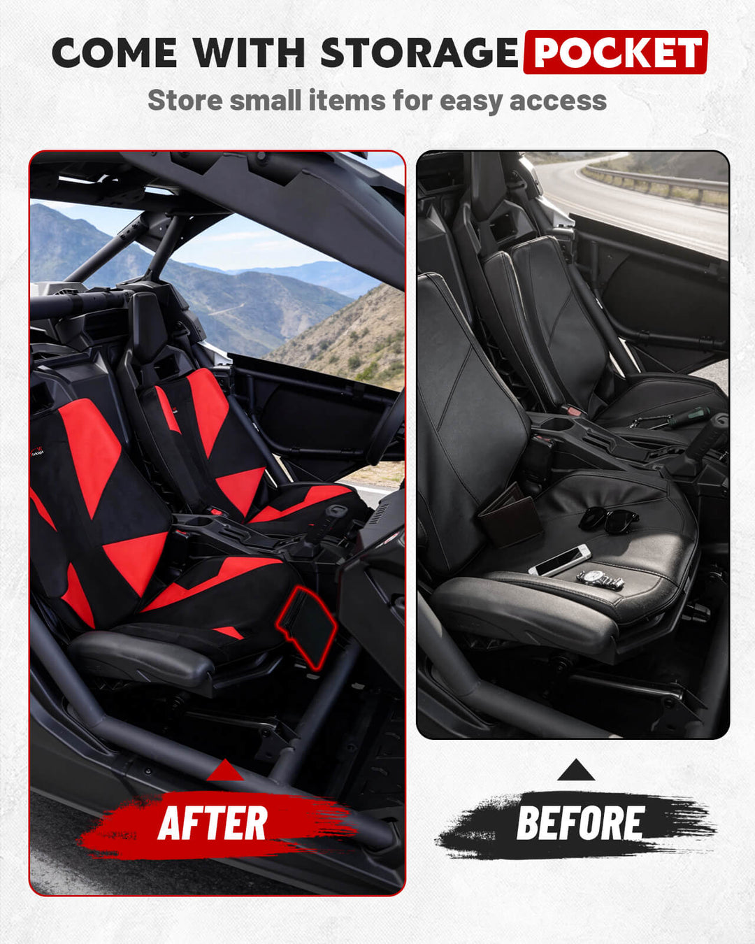 Can-Am Maverick X3 Seat Covers Storage Pocket