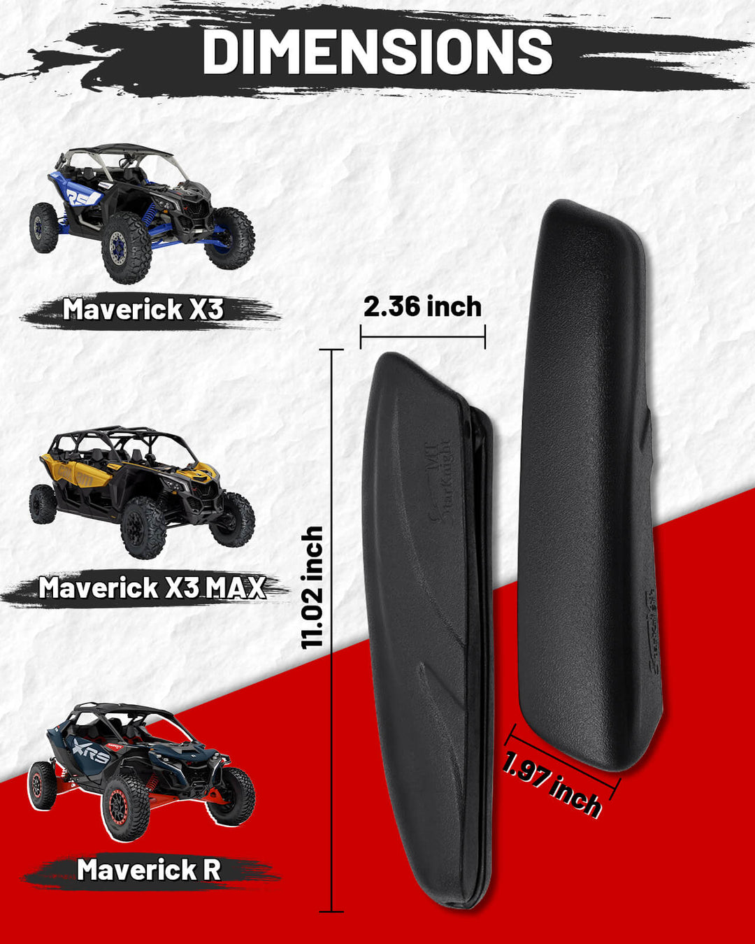 maverick x3 seat side pads dimensions