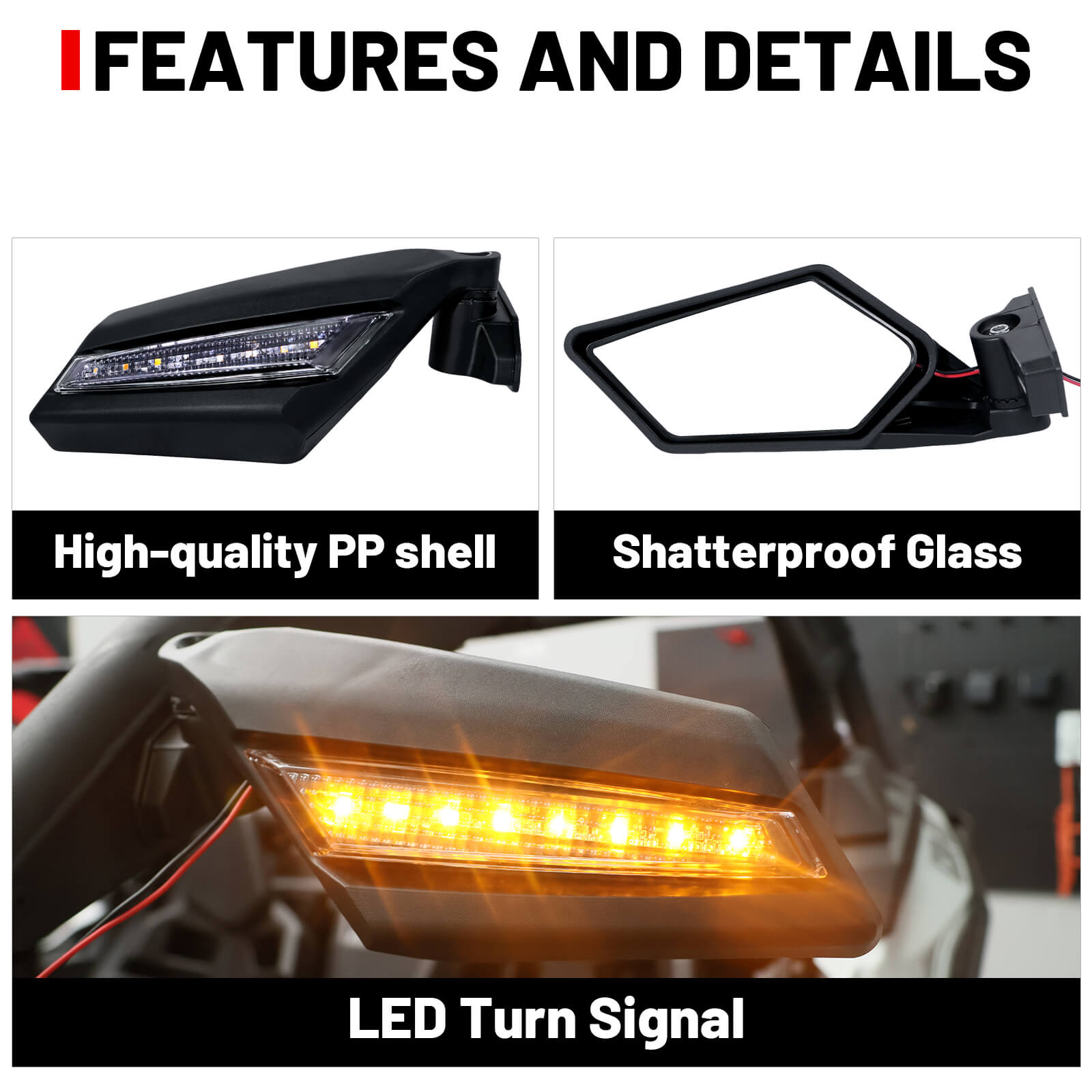 x3 side view mirror features and details
