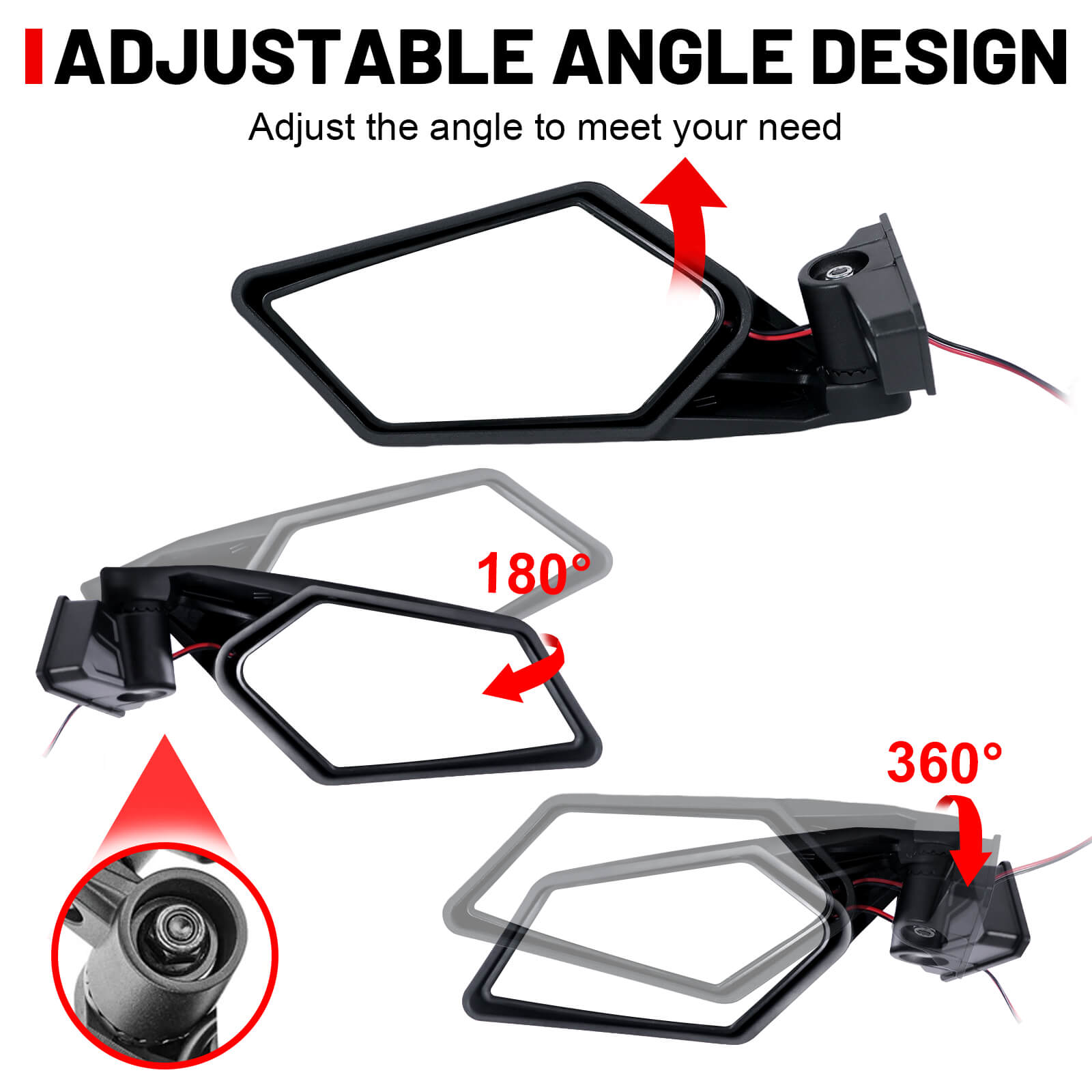 adjustable angel design of maverick x3 side mirror