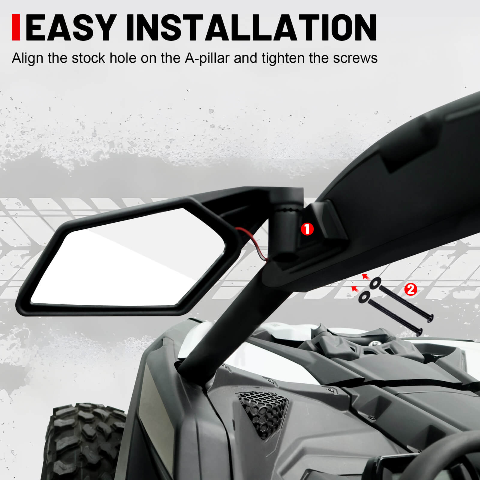 DYSO Rear View Mirrors DYSO Rear View Side Mirrors With LED Light For Can-Am Maverick X3 & Commander 1000 UTV - Black Aluminum Can-Am ATV, Side-by-Side & UTV Decals & Emblems - Foto 5