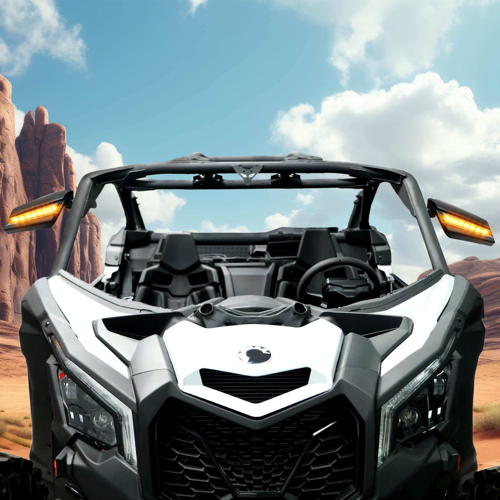Can-am maverick x3 side mirror with turn signal light