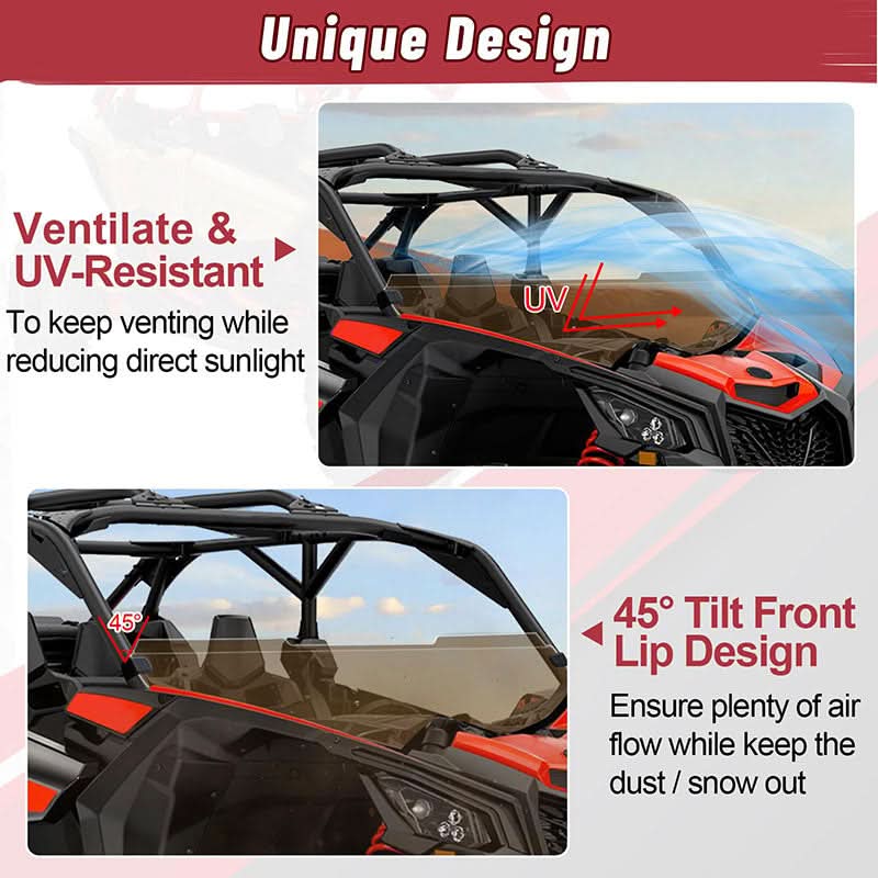 maverick x3 tinted half windshield design