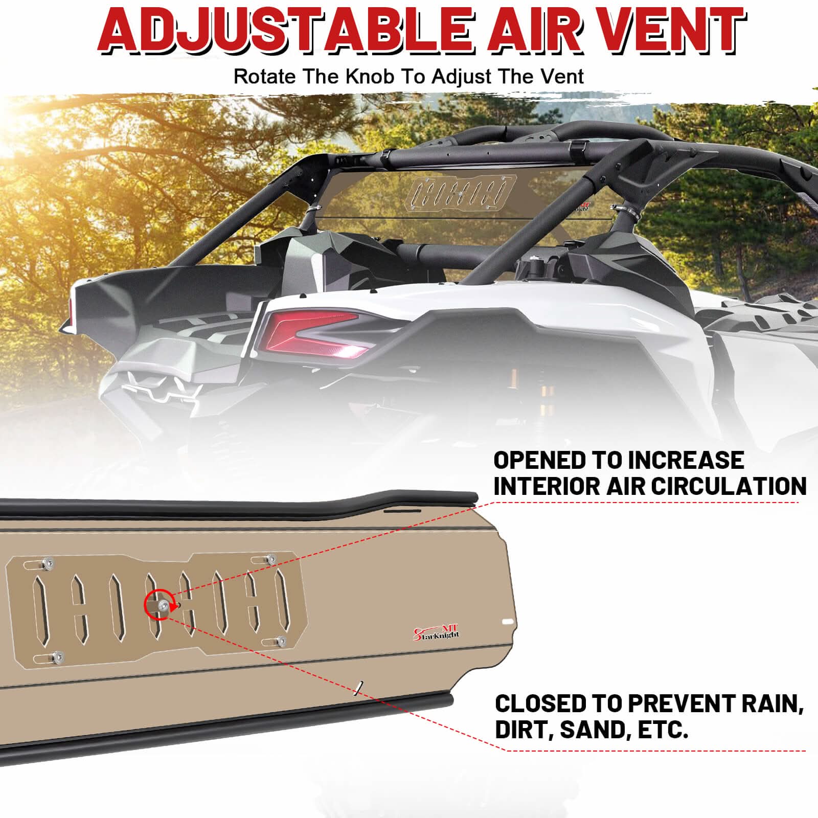 maverick x3 tinted rear widnshield with Adjustable air vent