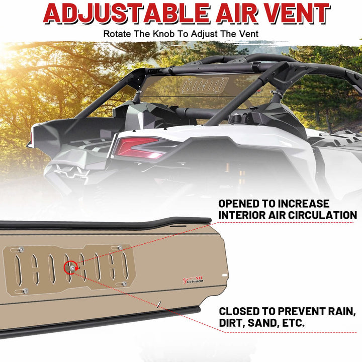 maverick x3 tinted rear widnshield with Adjustable air vent