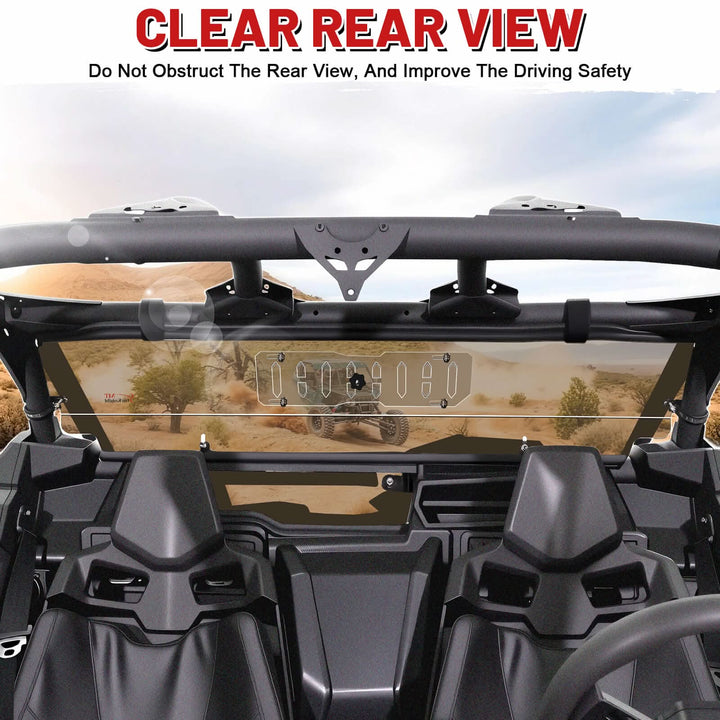 clear rear view of Can-Am x3 vented rear windshield