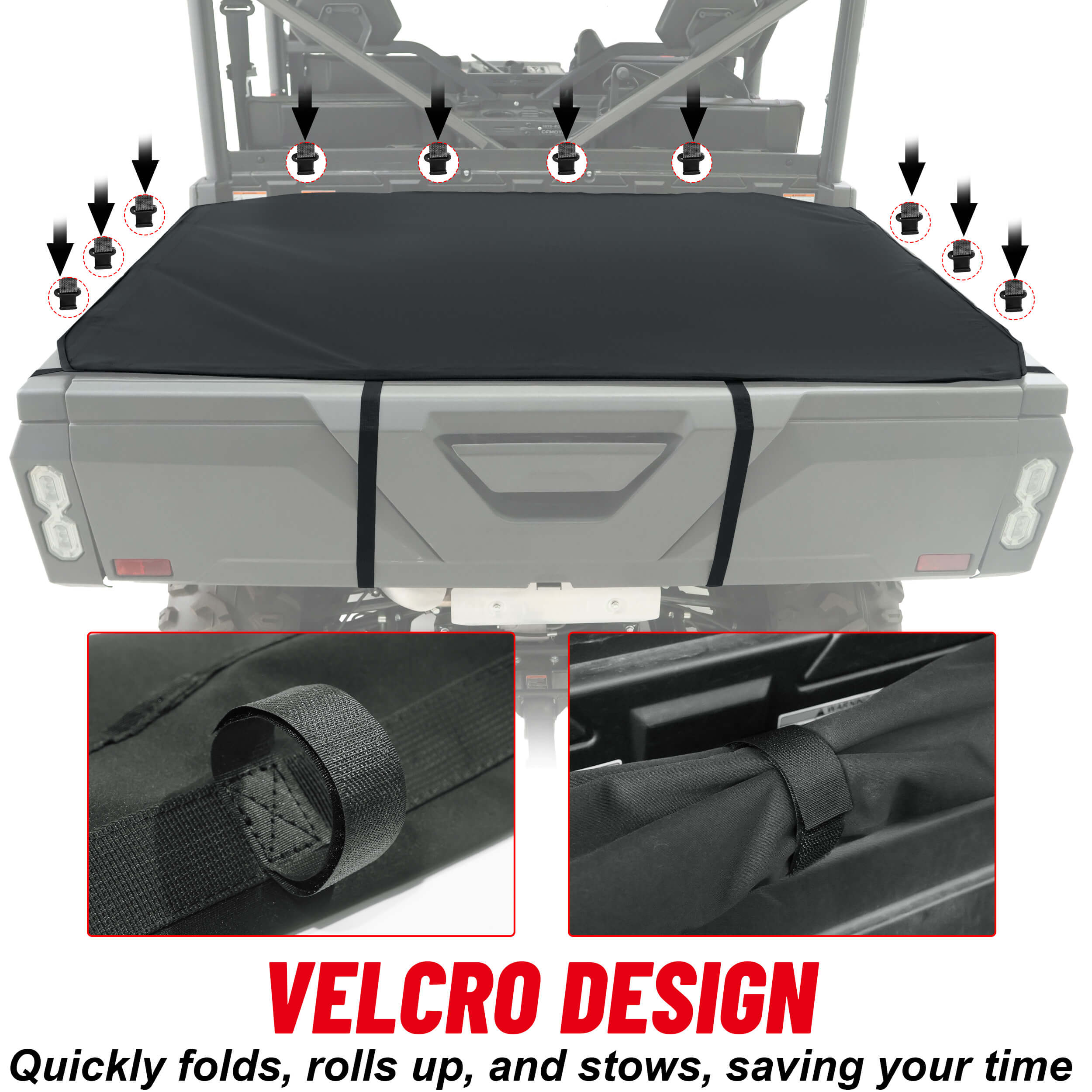 velcro design of cfmoto uforce 1000 bed cover