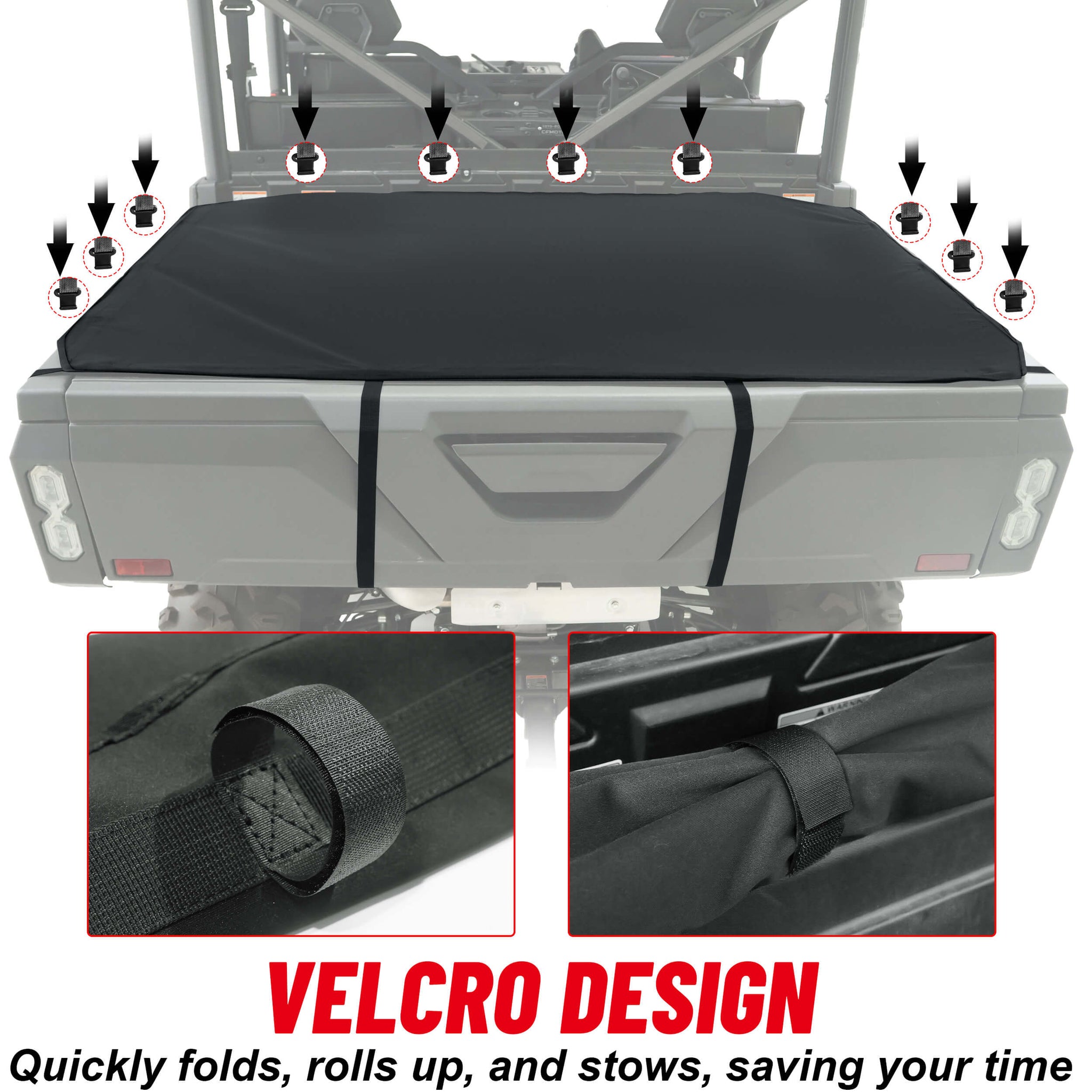 velcro design of cfmoto uforce 1000 bed cover