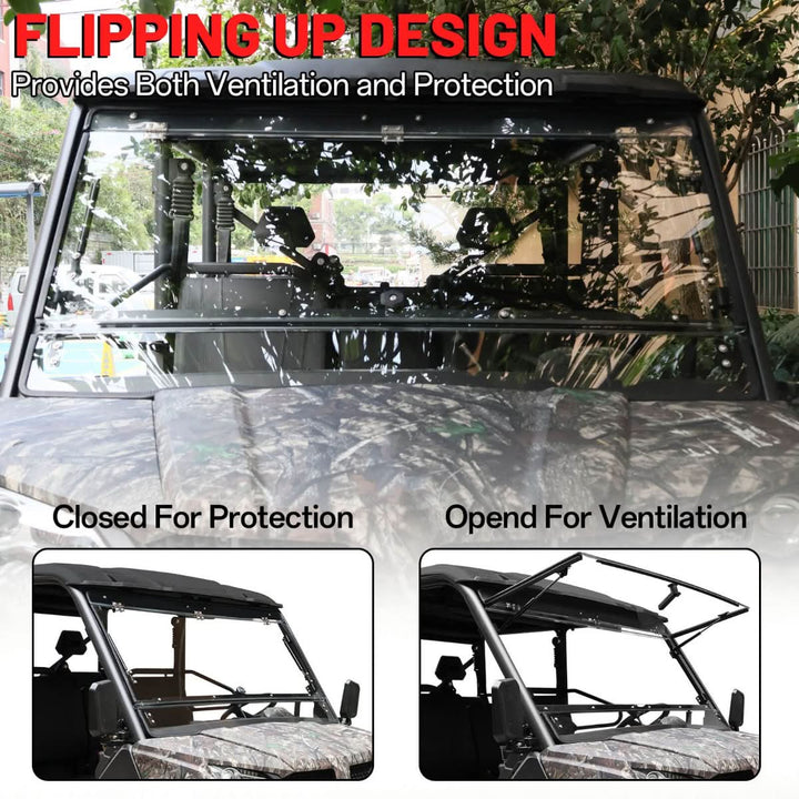 flipping up design of CFMOTO UForce 1000 windshield