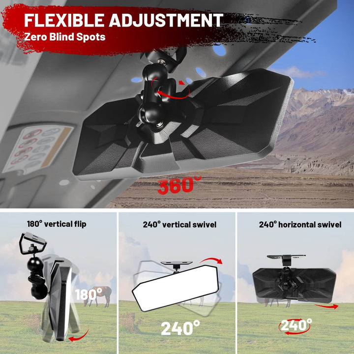 uforce 1000 mirror with flexible adjustment features and zero blind spots