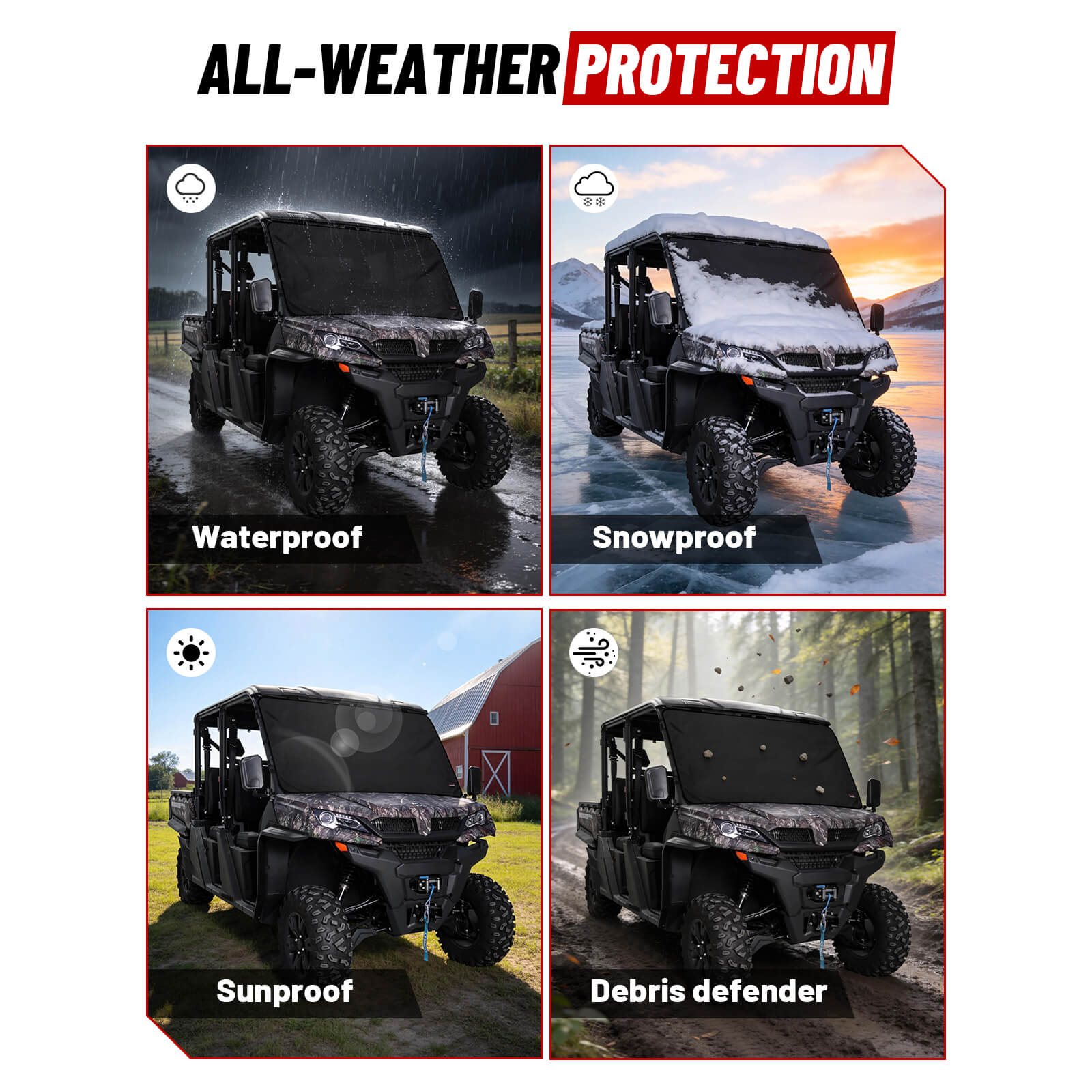 CFMOTO uforce 1000xl windshield snow cover all-weather protection