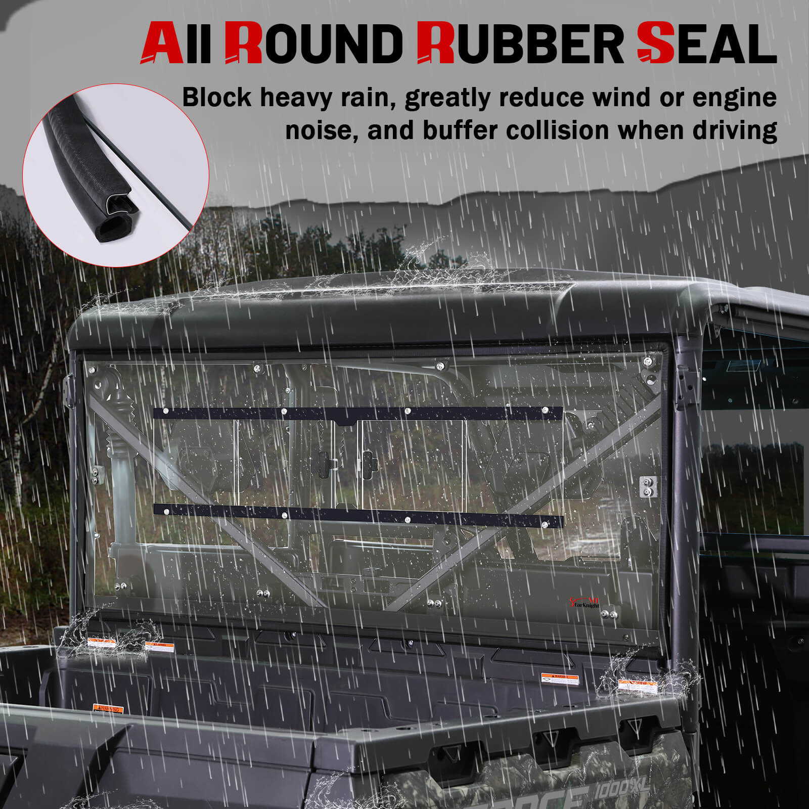 All-round rubber seal for uforce 1000xl sliding vent windshield