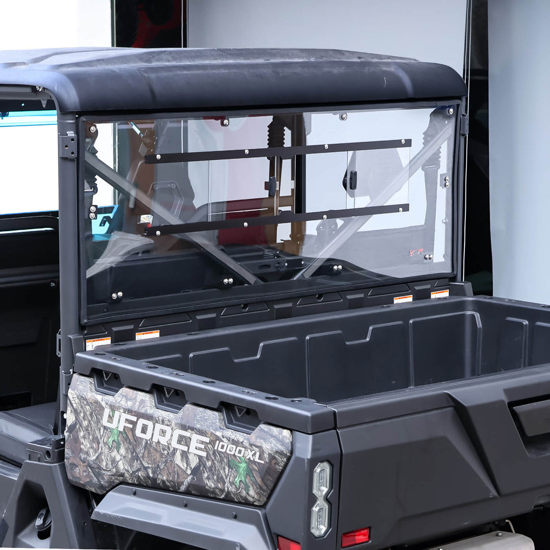 CFMOTO uforce 1000 xl rear windshield with sliding vent view