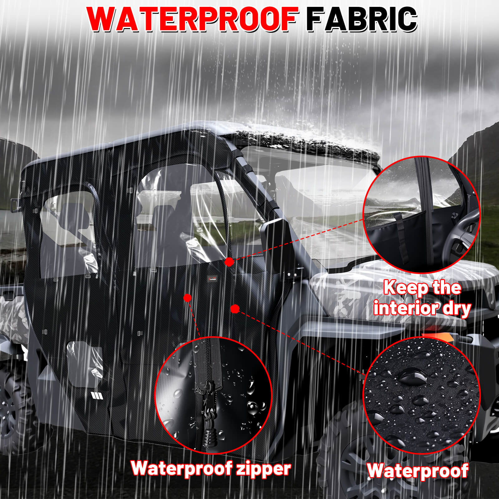 uforce 1000xl soft cab enclosure waterproof fabric and zipper features.