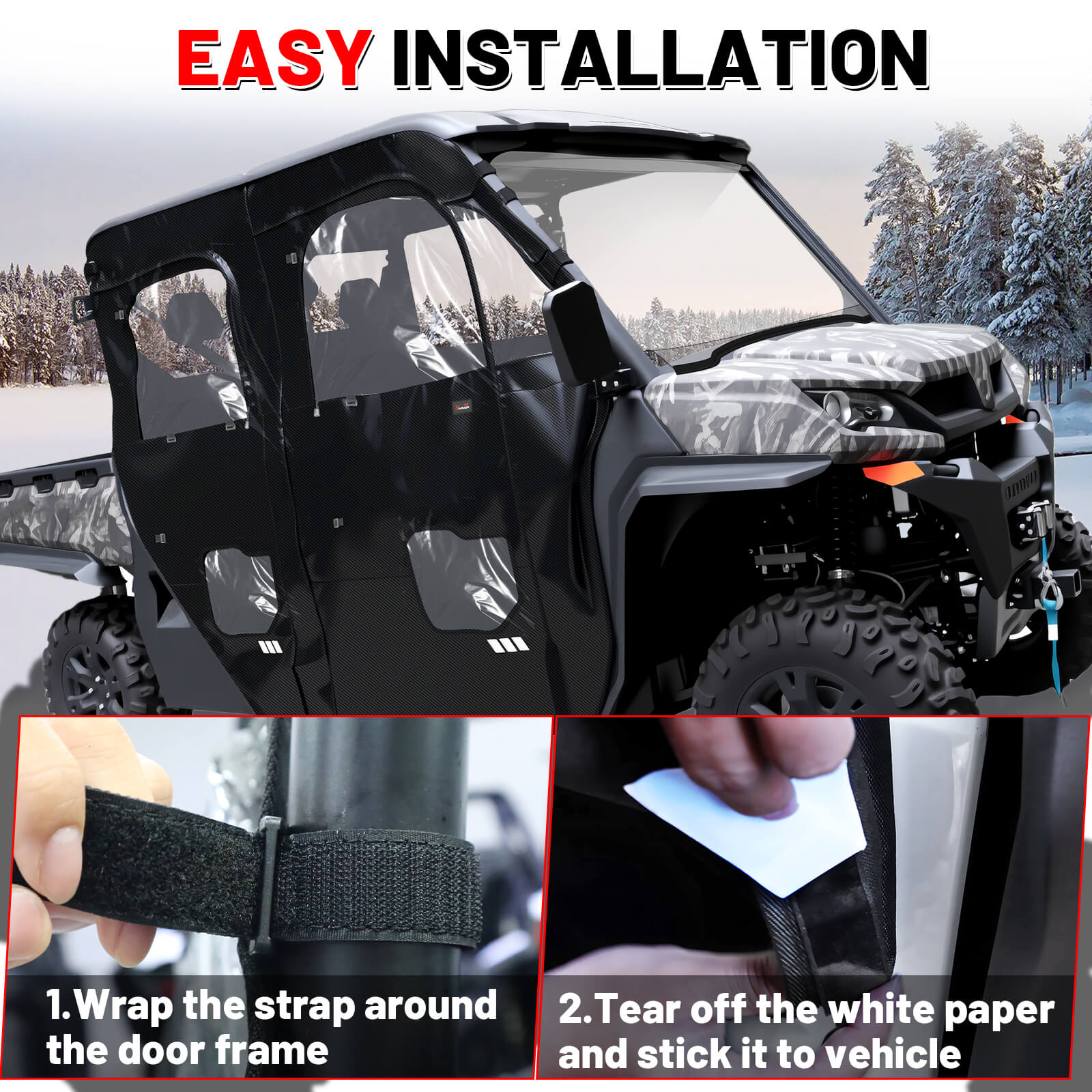 easy to install the cfmoto 1000xl soft cab enclosure