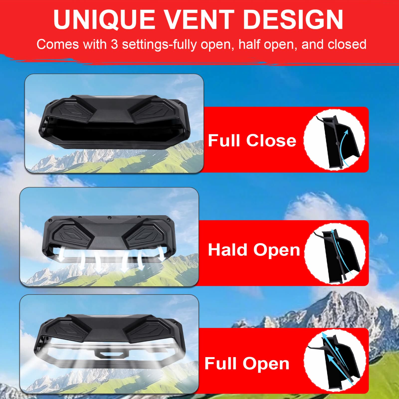 unique vent design of uforce 600 windshield