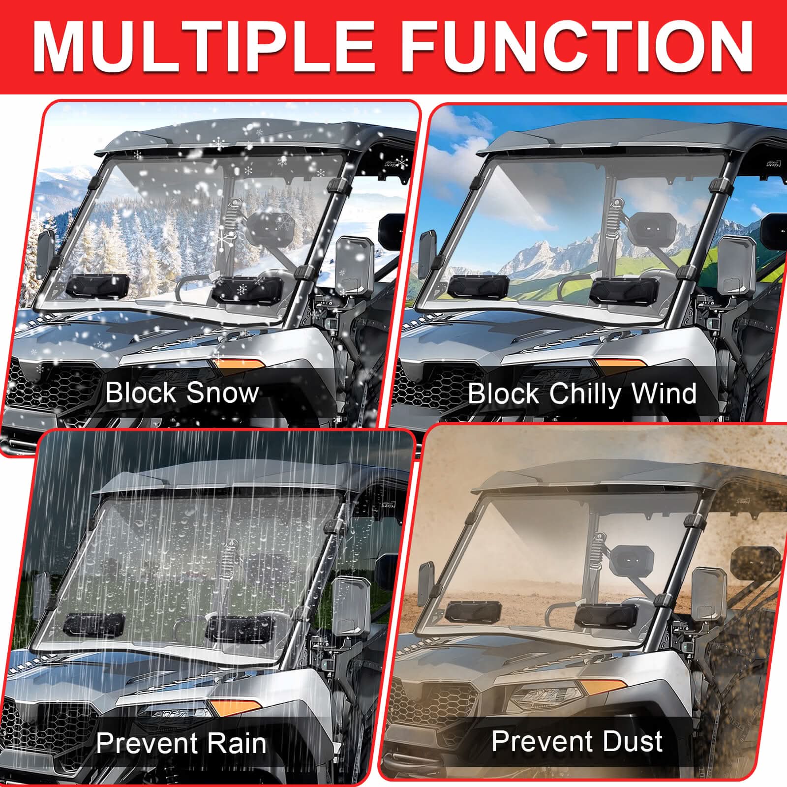 CFMOTO uforce windshield block snow and wind