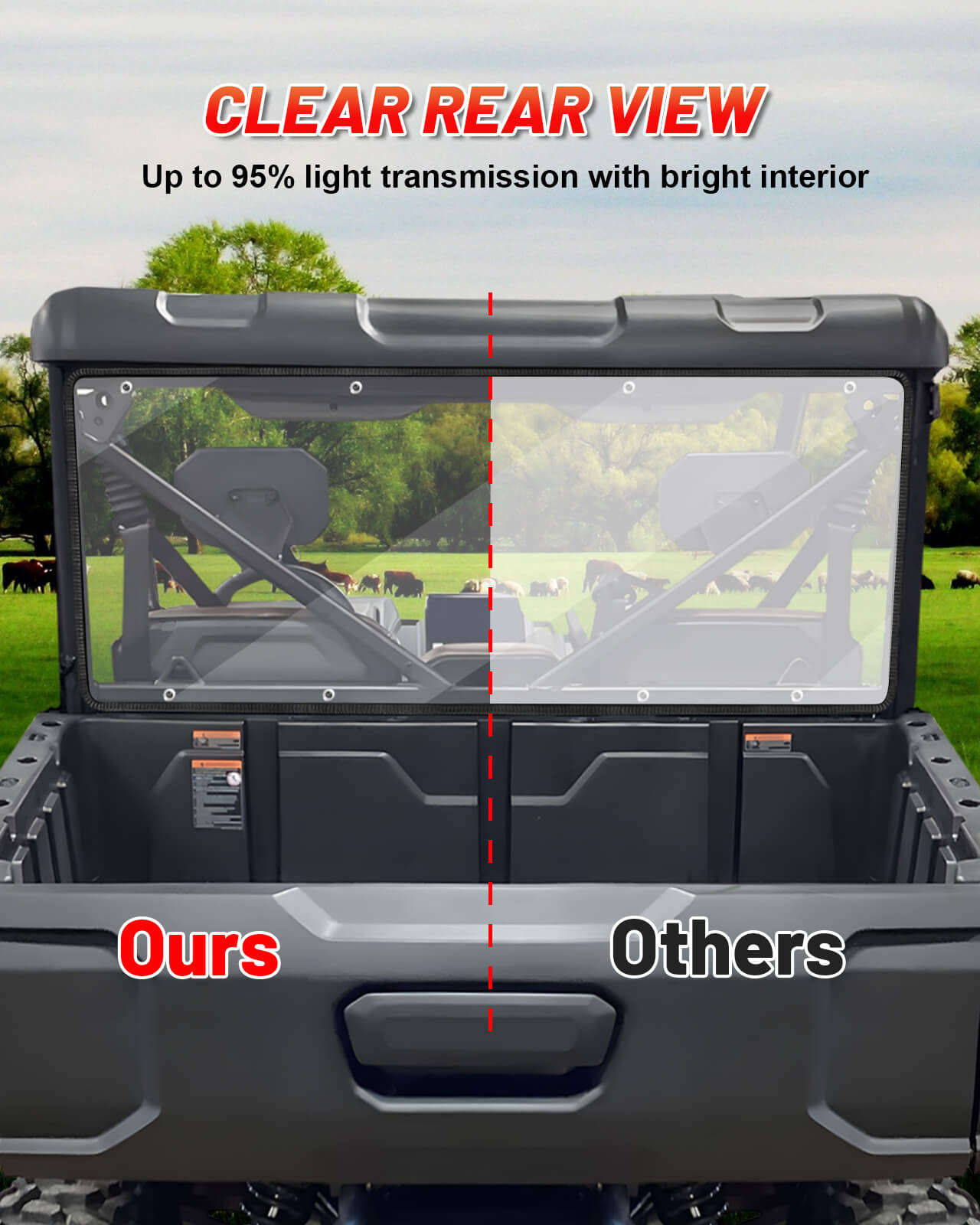 Clear rear view of u10 pro xl rear windshield