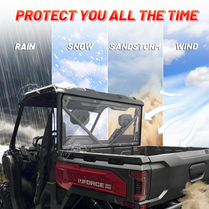 uforce u10 pro windshield protect against rain, snow, sandstorm, and wind